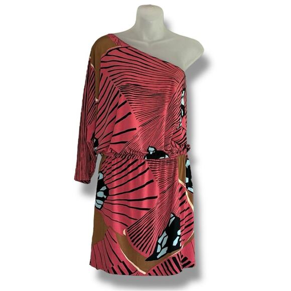 Tibi New York one shoulder dress in a graphic print - Picture 1 of 5